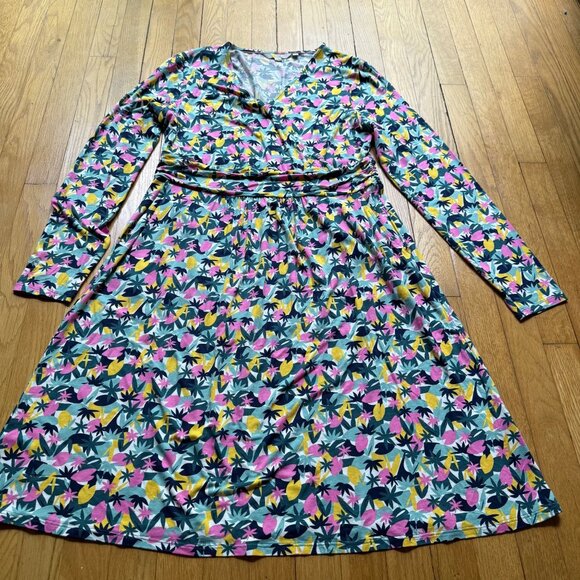 Boden 12R Womens Multicolored Abstract Palm Print Layla Jersey Knee Length Dress - Picture 8 of 16